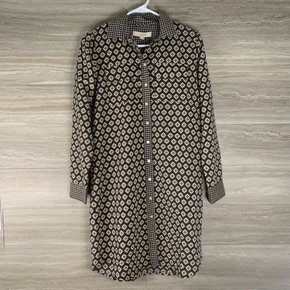 LOFT Dresses & Skirts - Women’s LOFT Geometric Patterned Button Down Tunic Dress